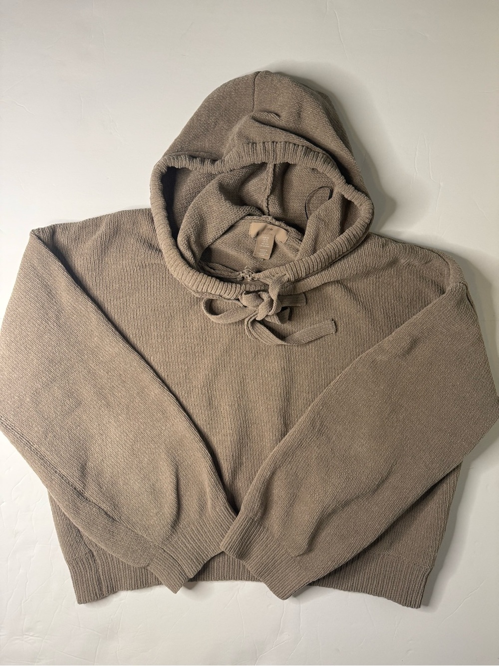 H&M Taupe Hooded Knit Sweatshirt